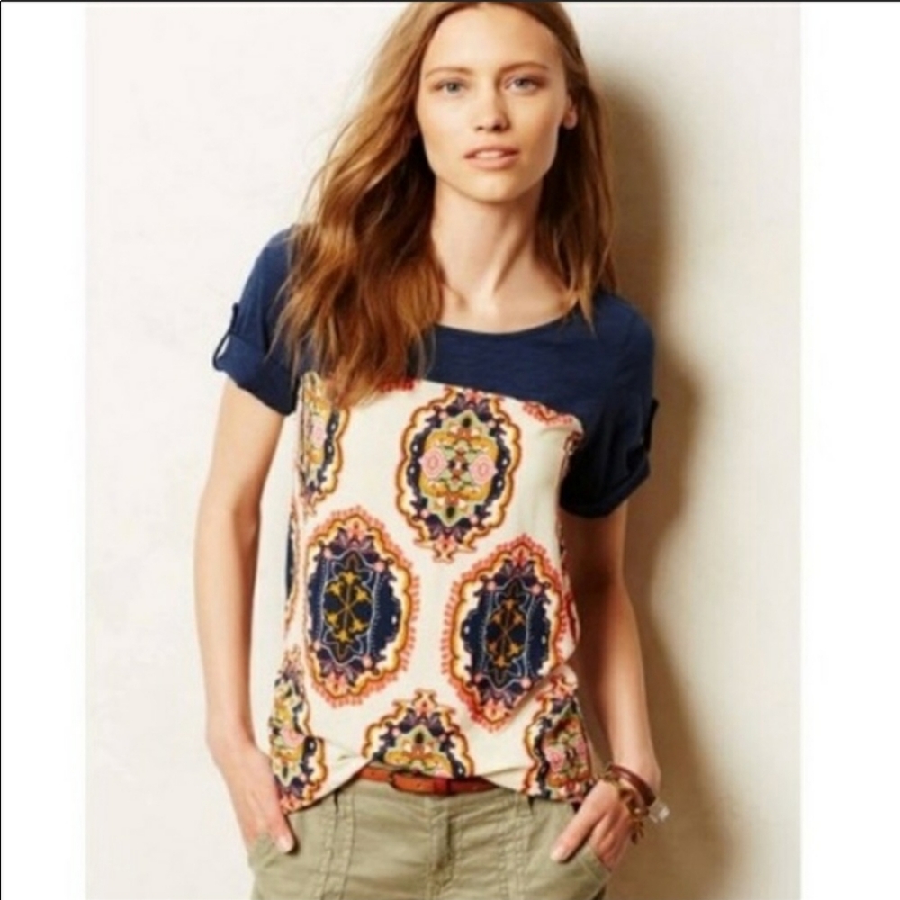 Anthroplogie Meadow Rue short Sleeve Blouse